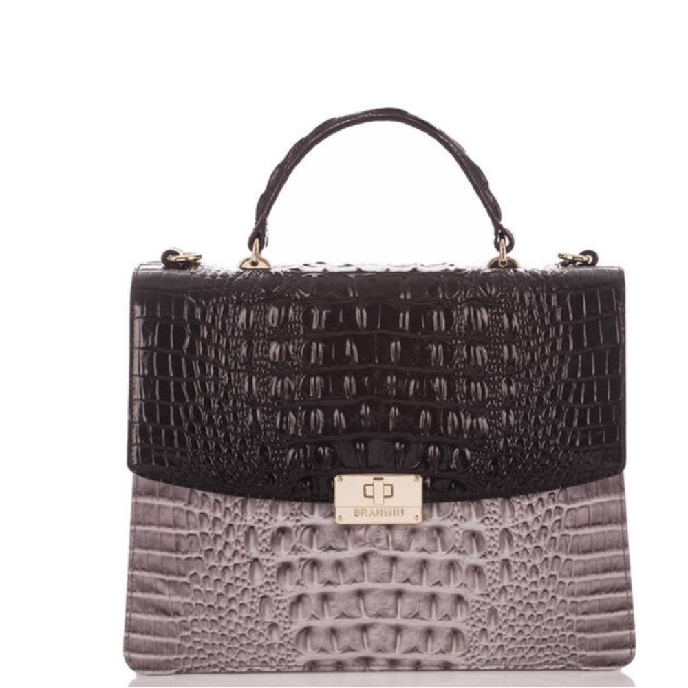 Brahmin Simone Satchel Onyx Brera Genuine Leather